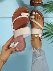 Open Toe Faux Leather Sandals Women Plus Size Outdoor Casual Comfortable Summer Fashion Shoes