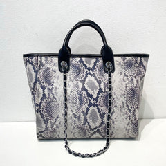 Large Capacity Snakeskin Shoulder Bag Genuine Leather