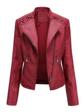 Faux Leather Jackets for Women Long Sleeve Zipper Slim Motorcycle Jacket Style