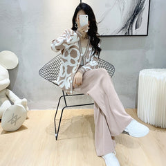 Long Sleeve Knit Sweater & Pant Set Women 2-Piece Warm Casual Autumn Winter Fashion