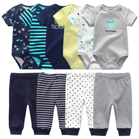 Baby Bodysuit & Pants Set Newborn 6-Piece Cotton Toddler Girl Infant Pajama Casual Gift