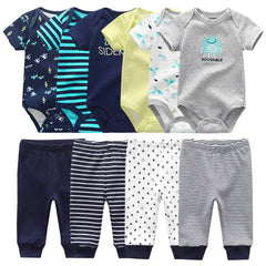 Baby Bodysuit & Pants Set Newborn 6-Piece Cotton Toddler Girl Infant Pajama Casual Gift