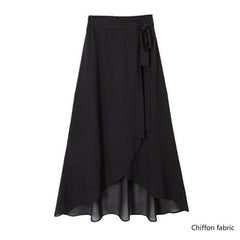 High Waist Asymmetric Ruffle Maxi Skirt Women Bow Tie Waist Elegant Casual Party Fashion