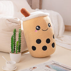 Boba Milk Tea Plush Pillow Stuffed Toy Kids Adults Cute Soft Comfort Home Decor Gift