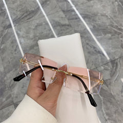 Rimless Rectangular Sunglasses Unisex Retro Vintage Metal Frame UV400 Casual Fashion Eyewear