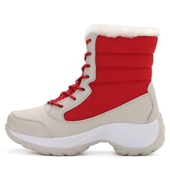 Lace-Up Platform Boots Women Waterproof Winter Warm Casual Streetwear Fashion Shoes