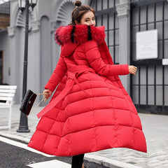 Fur Collar Long Coat Women Warm Fashion Casual Elegant Winter Outerwear Fashion