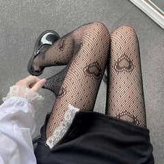 Heart Flower Fishnet Pantyhose Women Mesh Lolita Casual Club Party Fashion Hosiery
