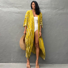 Tie Dye Kimono Beach Cover Up Women Cape Swimsuit Casual Summer Beach Vacation Fashion