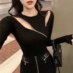 Knitted Sweaters Sexy Zipper Slim Fit Women's Sweater