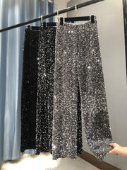 Fashionable Trendy Sparkling Pants Wide-Legged Sequins