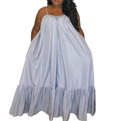 Plus Size Open Back Maxi Dress Women Loose Casual Beach Vacation Summer Fashion S-5XL