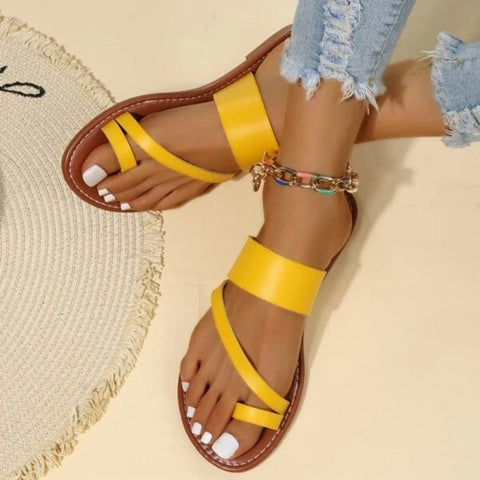 Open Toe Faux Leather Sandals Women Plus Size Outdoor Casual Comfortable Summer Fashion Shoes