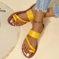 Open Toe Faux Leather Sandals Women Plus Size Outdoor Casual Comfortable Summer Fashion Shoes