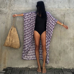 Tie Dye Kimono Beach Cover Up Women Cape Swimsuit Casual Summer Beach Vacation Fashion