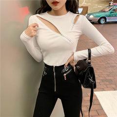 Knitted Sweaters Sexy Zipper Slim Fit Women's Sweater