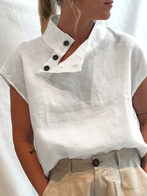 Cotton Linen Oversized Tunic Blouse Women Elegant Chic Casual Everyday Spring Summer Fashion