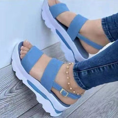 Platform Wedge Sandals Women Open Toe Buckle Ankle Strap Casual Walking Summer Fashion Shoes
