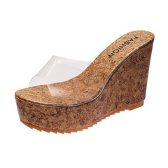 Transparent Platform Wedge Sandals Women Clear Heel Casual Elegant Summer Beach Fashion Shoes