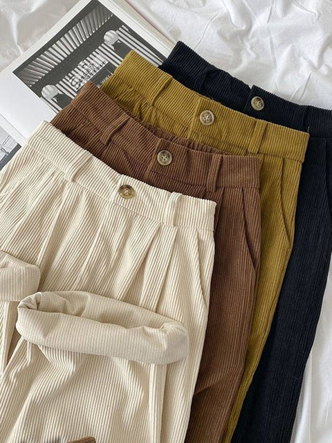 High Waist Corduroy Pants Women Y2K Straight Casual Fall Comfortable Fashion Trousers