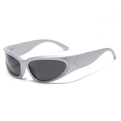 grey oval-shaped sunglasses