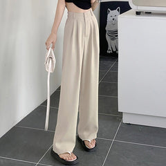 High Waist Wide Leg Pants Women Korean Style Casual Comfortable Everyday Fashion Trousers