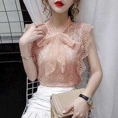 Hollow Out Vintage Sleeveless Top Women Casual Chic Everyday Summer Fashion