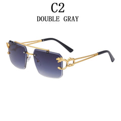 Retro Rimless Sunglasses Square Fashion Shades Tinted Lens Metal Frame Steampunk Glasses