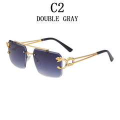 Steampunk Rimless Square Sunglasses Unisex Retro Tinted Lens Metal Frame Fashion Eyewear