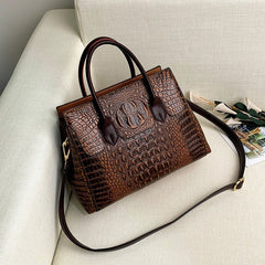 Crocodile Alligator Pattern Genuine Leather Crossbody Bag Women Luxury Elegant Fashion Purse