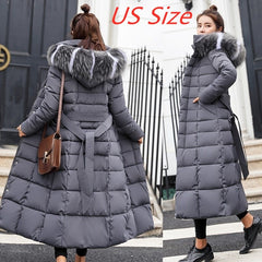 Fur Collar Long Coat Women Warm Fashion Casual Elegant Winter Outerwear Fashion