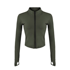 Full Zip-Up Yoga Jacket Women Workout Running Casual Athletic Activewear Fashion