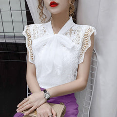 Hollow Out Vintage Sleeveless Top Women Casual Chic Everyday Summer Fashion