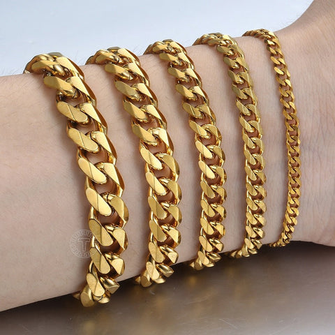 Cuban Link Chain Bracelet Stainless Steel Unisex Elegant Casual Fashion Jewelry Gift