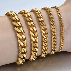 Cuban Link Chain Bracelet Stainless Steel Unisex Elegant Casual Fashion Jewelry Gift