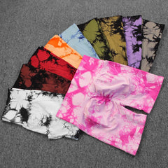 High Waist Tie Dye Yoga Shorts Women Seamless Push Up Fitness Workout Running Cycling Fashion
