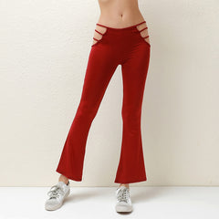 Vertical Striped Slim Fitted Long Flare Pants Stretchy Leggings Bell Bottom Gothic