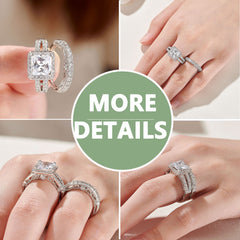 Princess Cut CZ Bridal Ring Set Women 925 Sterling Silver Cubic Zirconia Engagement Wedding