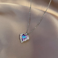 Heart Pendant Necklace Women 925 Sterling Silver Elegant Fashion Jewelry Gift
