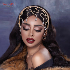 Gold Bridal Crown Headband Women Hoop Hair Ornament Ladies Elegant Wedding Fashion Gift