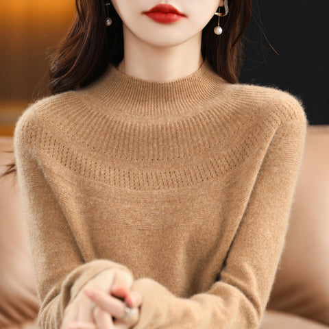 Cashmere Sweater Women 100% Pure Wool O-Neck Knitted Pullover Warm Elegant Winter Fashion Top