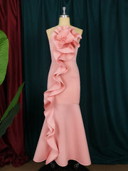 Plus Size Ruffle Sleeveless Maxi Dress Women Long Elegant Party Casual Fashion Dress