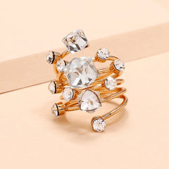 Cubic Zirconia Adjustable Ring Women Colorful Crystal Elegant Casual Fashion Jewelry Gift