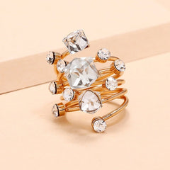 Cubic Zirconia Adjustable Ring Women Colorful Crystal Elegant Casual Fashion Jewelry Gift