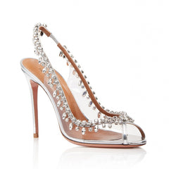 Chain Drill Slingback High Heel Shoes Women Gorgeous Elegant Party Wedding Fashion