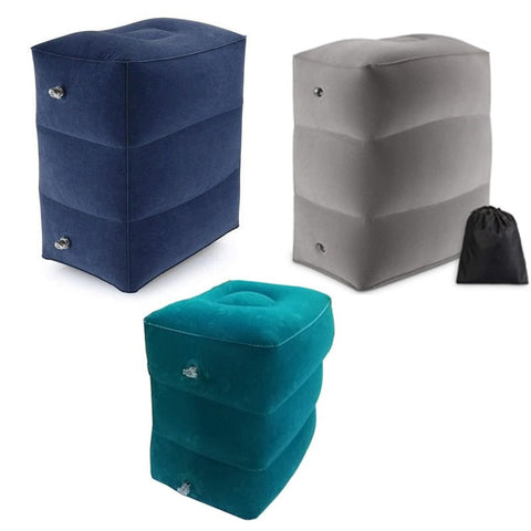 Inflatable Footrest Travel Pillow 3 Adjustable Heights Foot Stool Airplane Train Home Comfort