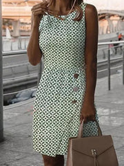 Plus Size Retro Sleeveless Dress Women Slim Fit Button Elegant Casual Spring Summer S-3XL