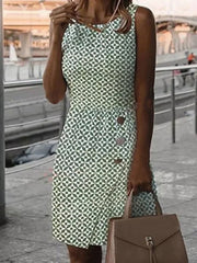 Plus Size Retro Sleeveless Dress Women Slim Fit Button Elegant Casual Spring Summer S-3XL
