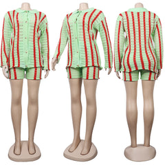 Crochet Sweater & Matching Shorts Set Women 2-Piece Casual Elegant Summer Fashion Outfit
