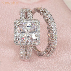 Princess Cut CZ Bridal Ring Set Women 925 Sterling Silver Cubic Zirconia Engagement Wedding